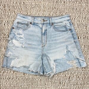 Distressed Light Blue Denim Shorts